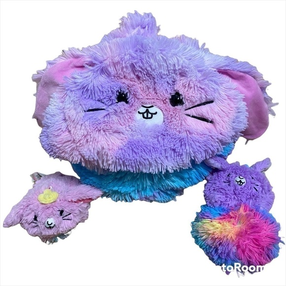 Pikmi Pops Large Rabbit Plush & 2 Small Rabbit Llama Stuffed Animals Purple Toy - Picture 1 of 7